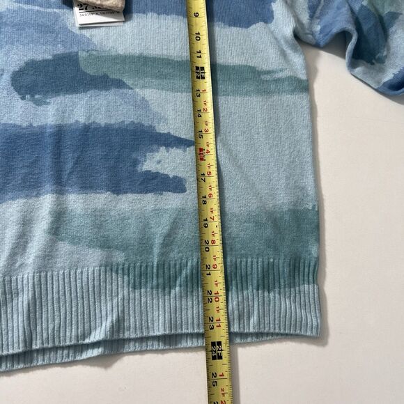 27 Miles Bennett Cashmere Sweater Women’s L Blue Printed Pullover Long Sleeve - Picture 5 of 7
